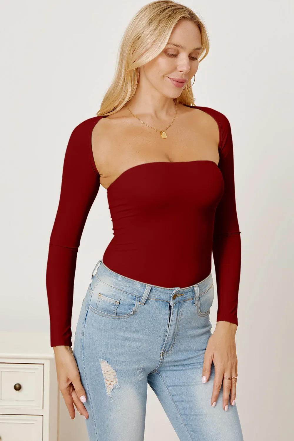 Cutout Raglan Sleeve Bolero and Tube Top