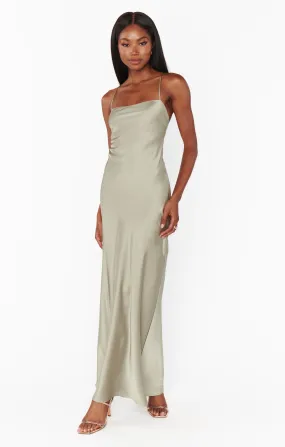 Dani Slip Dress ~ Moss Green Luxe Satin