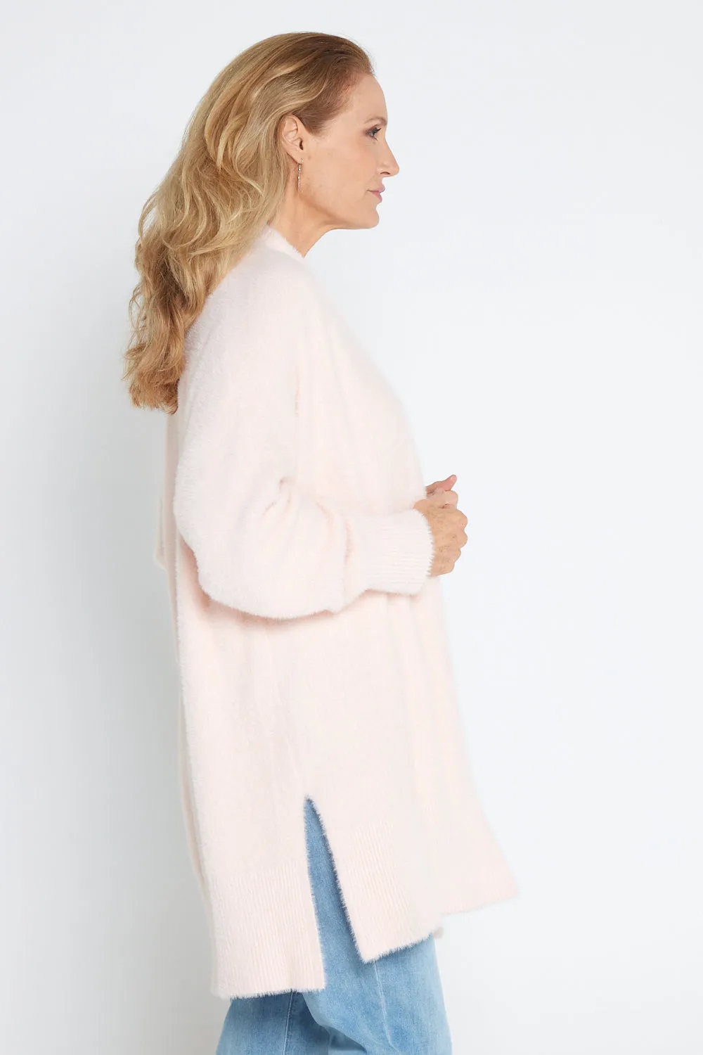 Dawn Fluffy Knit Cardi - Baby Pink