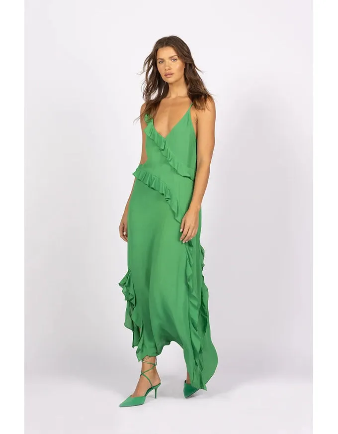 Daydream Ruffle Slip Dress Summer Green