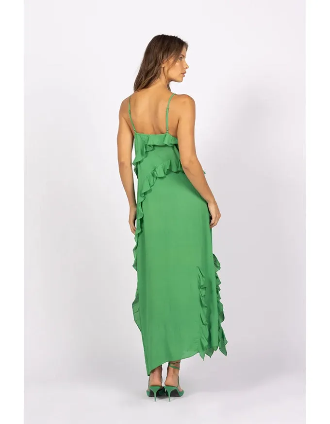 Daydream Ruffle Slip Dress Summer Green