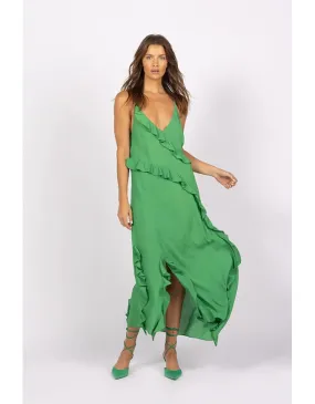 Daydream Ruffle Slip Dress Summer Green