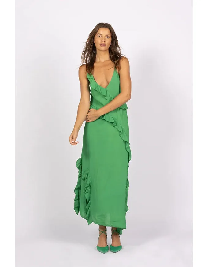 Daydream Ruffle Slip Dress Summer Green