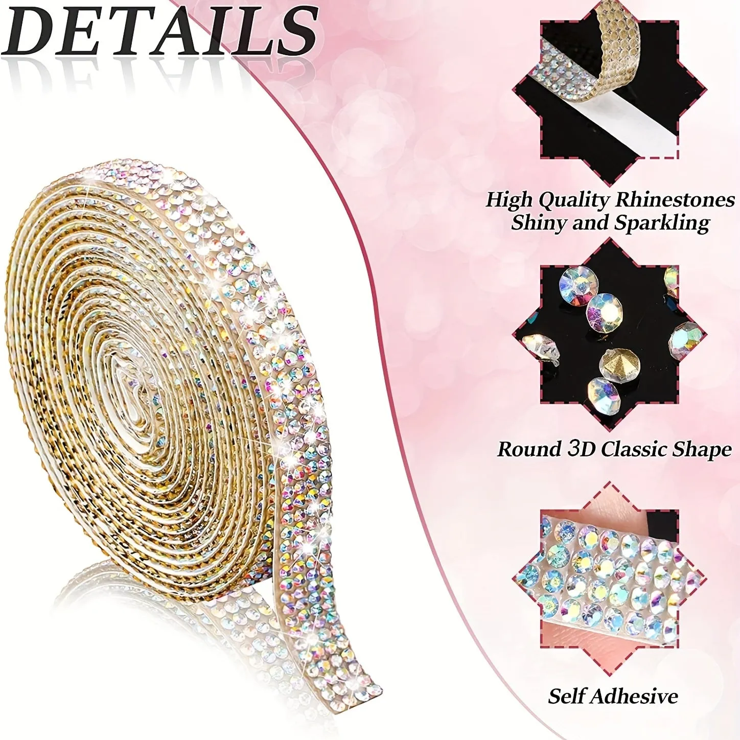 Dazzling Diamond Rhinestone Adhesive Ribbon for DIY Crafts and Events