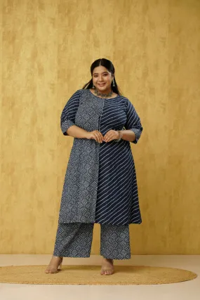 Delighting Blue Kurti Culottes Set in Cotton