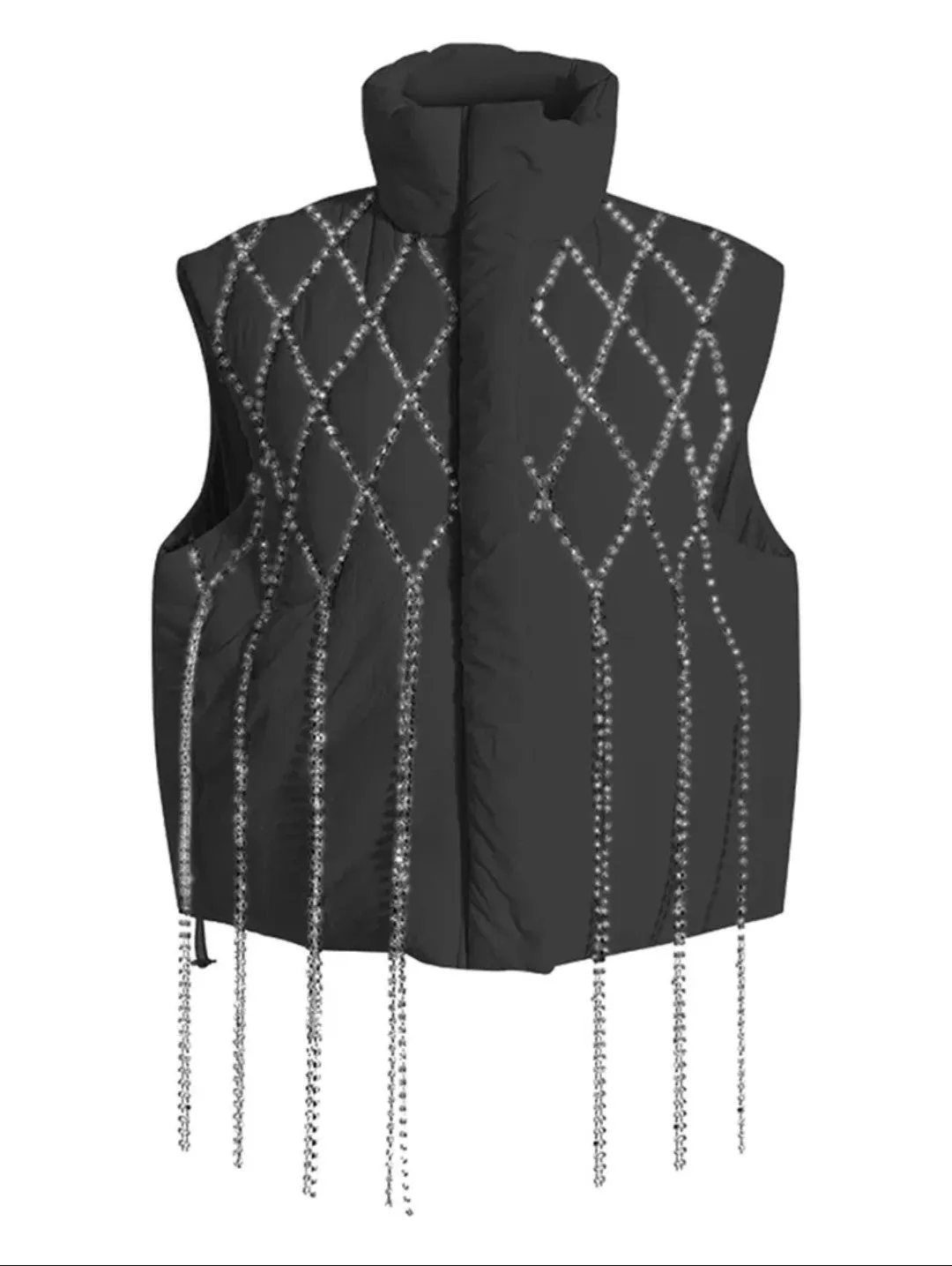 Diamond In The Puff Rhinestone Bomber Vest