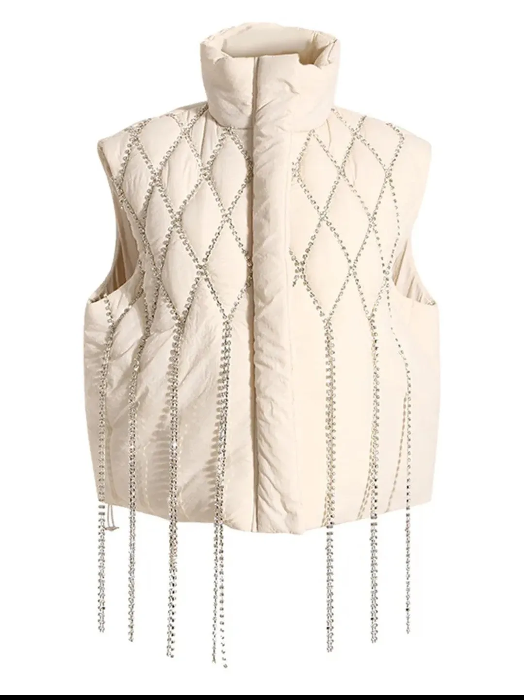 Diamond In The Puff Rhinestone Bomber Vest