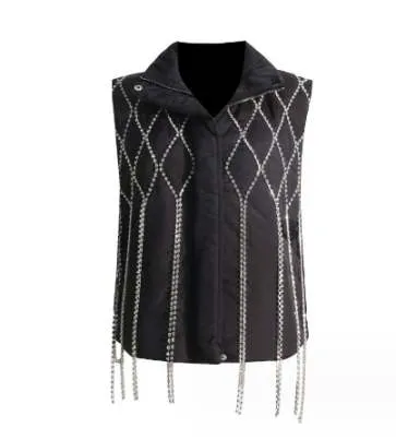 Diamond In The Puff Rhinestone Bomber Vest