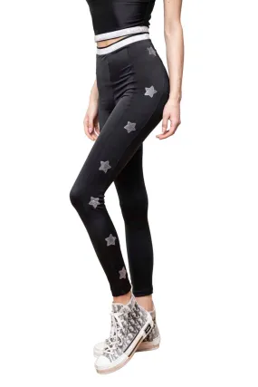 Diana Leggings a Vita Alta con Fascia e Stelle Argento