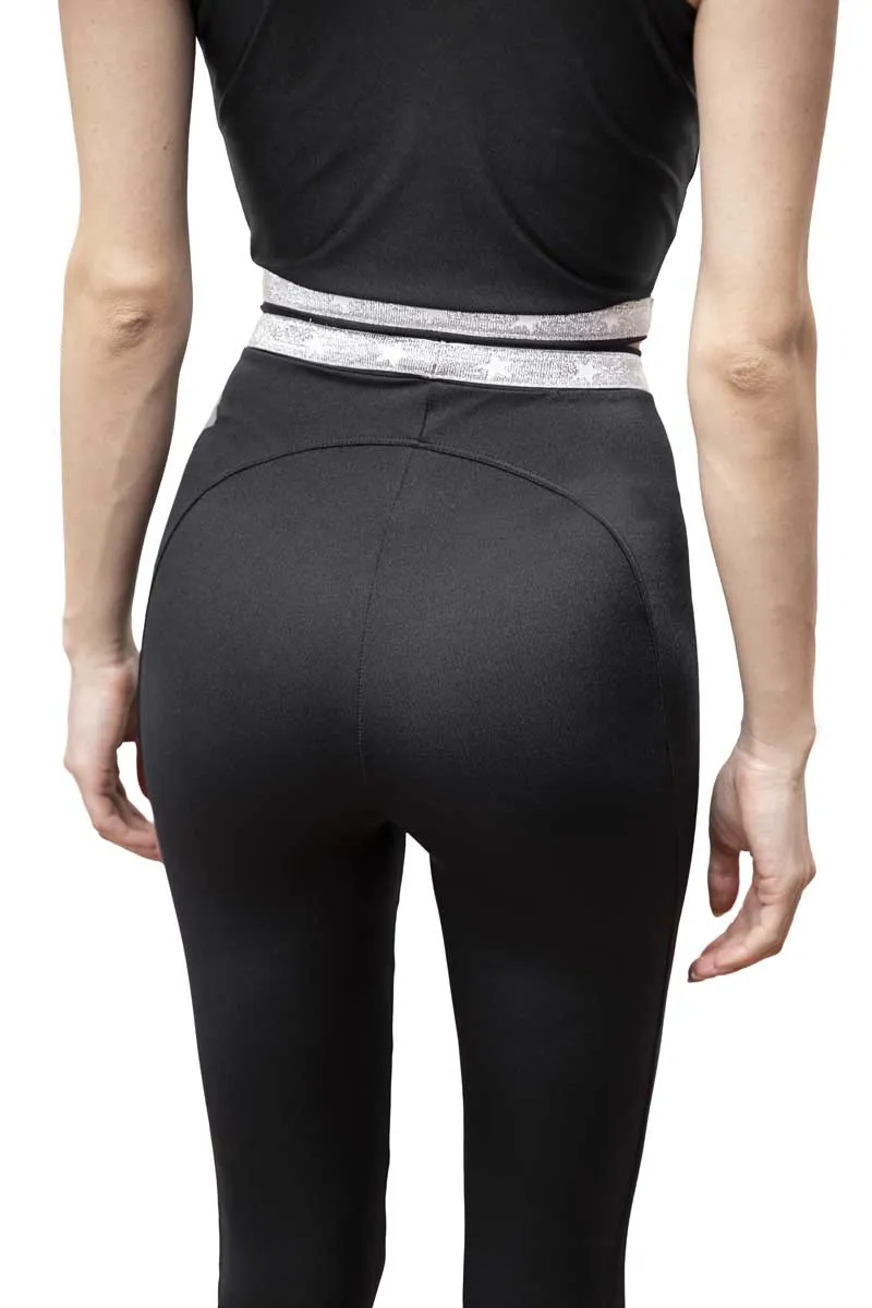 Diana Leggings a Vita Alta con Fascia e Stelle Argento