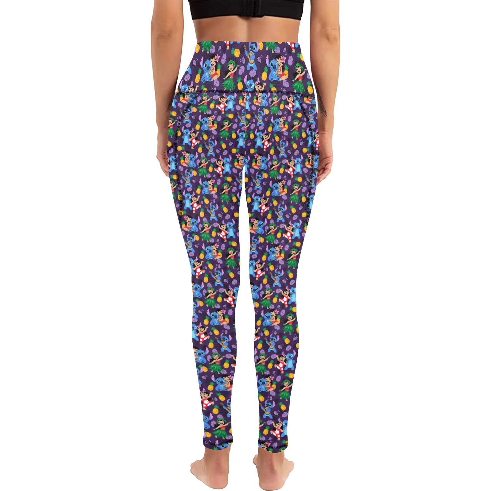 Disney Lilo And Stitch Island Friends Women's Athletic Leggings With Pockets