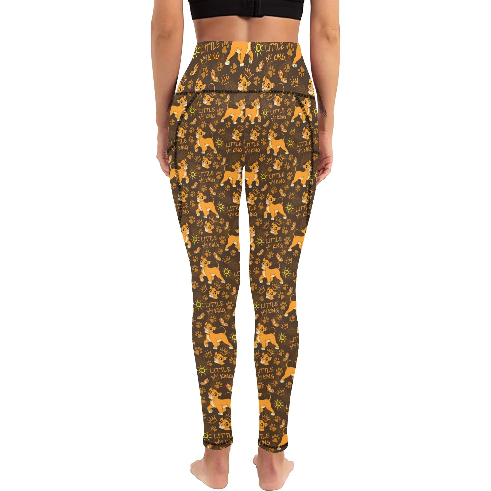 Disney Lion King Little King Women's Athletic Leggings Wth Pockets