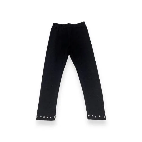 DOE Black Embellished Trim Legging