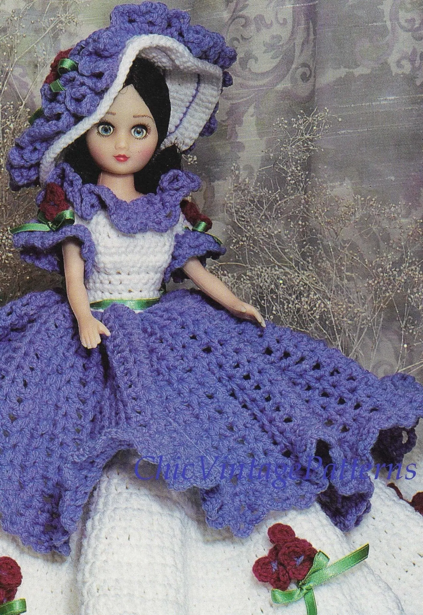 Dolls Dress Crochet Pattern, 15" Doll, Victorian Heirloom Dress, Instant Download