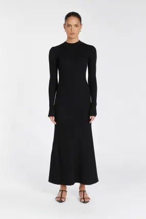 DONNA BLACK LONG SLEEVE MIDI DRESS