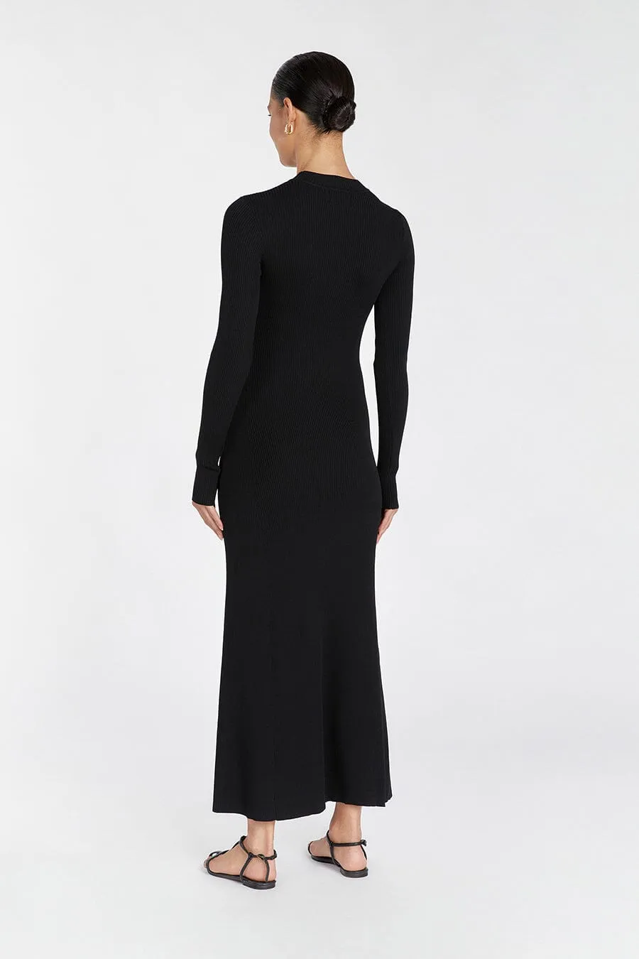 DONNA BLACK LONG SLEEVE MIDI DRESS