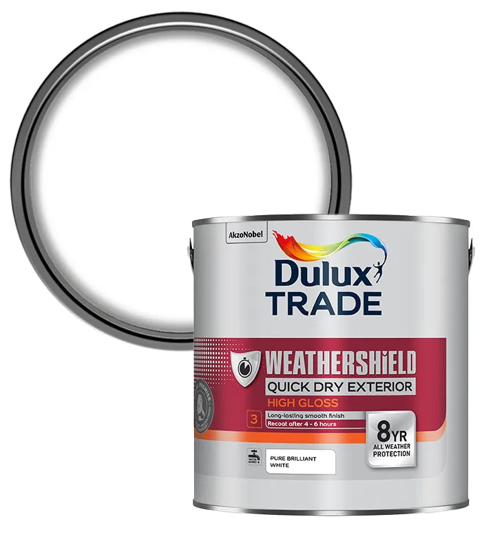 Dulux Trade Weathershield Quick Dry Exterior High Gloss - Pure Brilliant White