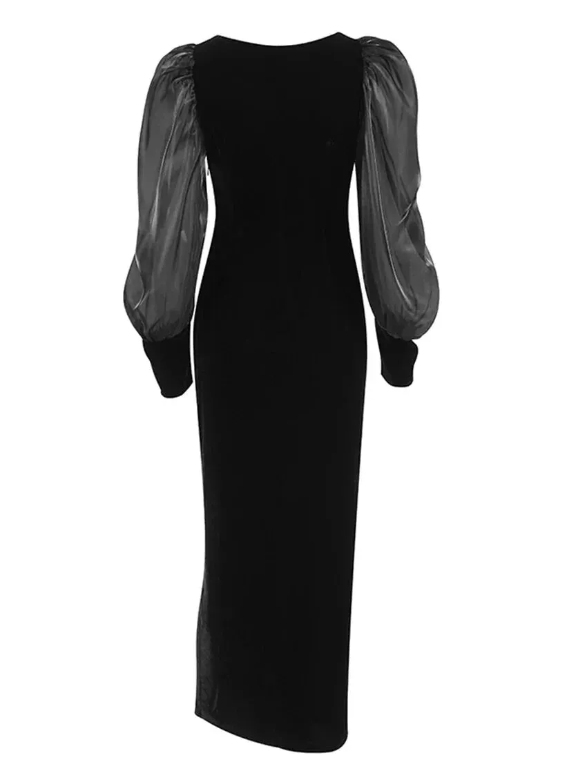 Elegant Velvet Midi Dress for Gala and Cocktail Evenings