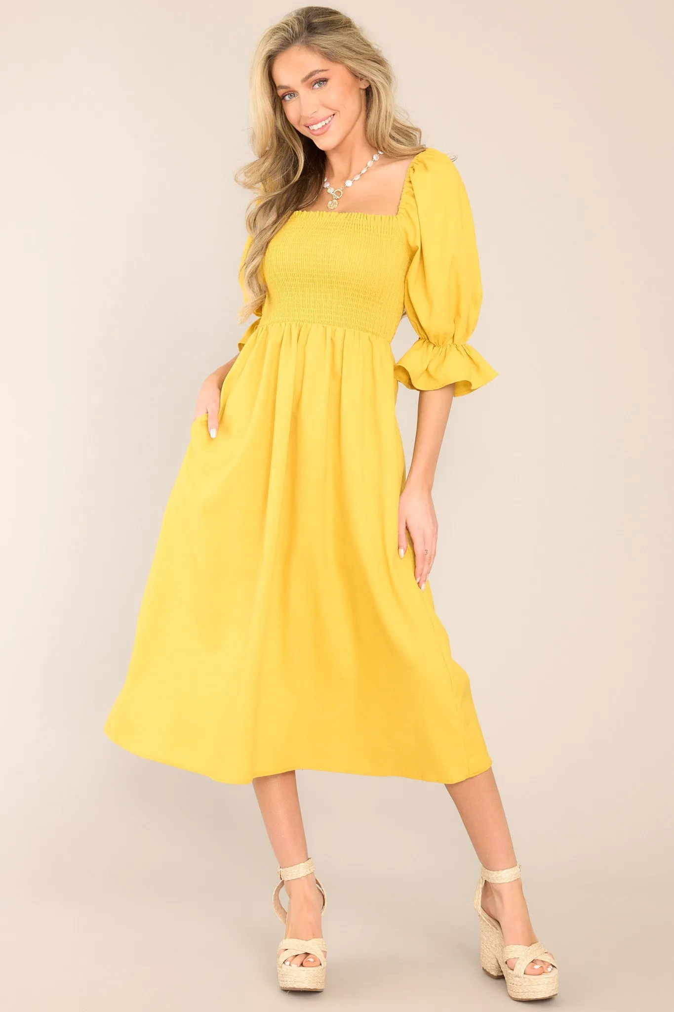 Enjoy The View Sunset Yellow Midi Dress