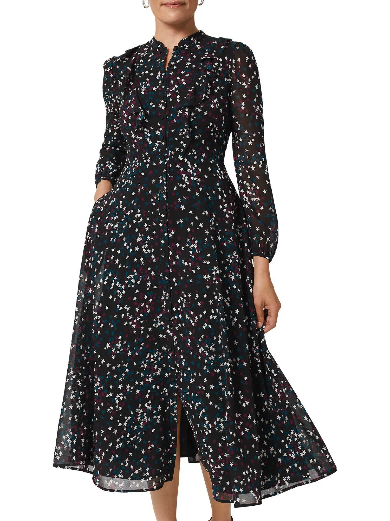 Erin Printed Long Sleeve Midi Dress