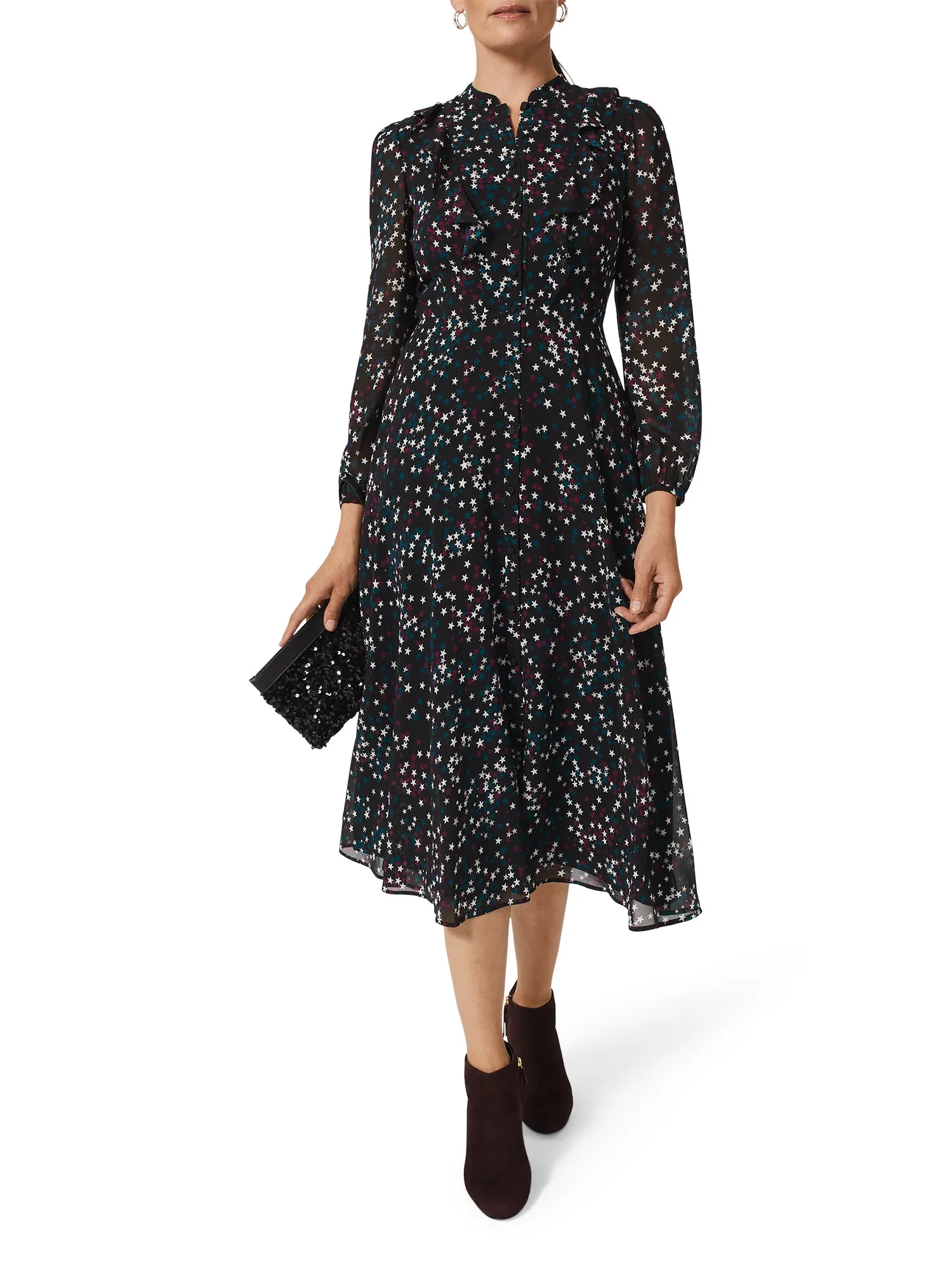 Erin Printed Long Sleeve Midi Dress