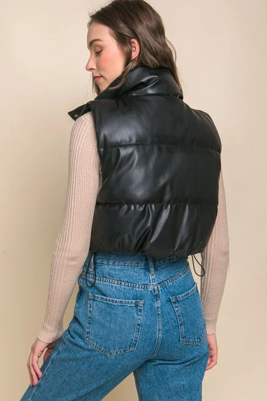 Faux Leather puffer Vest