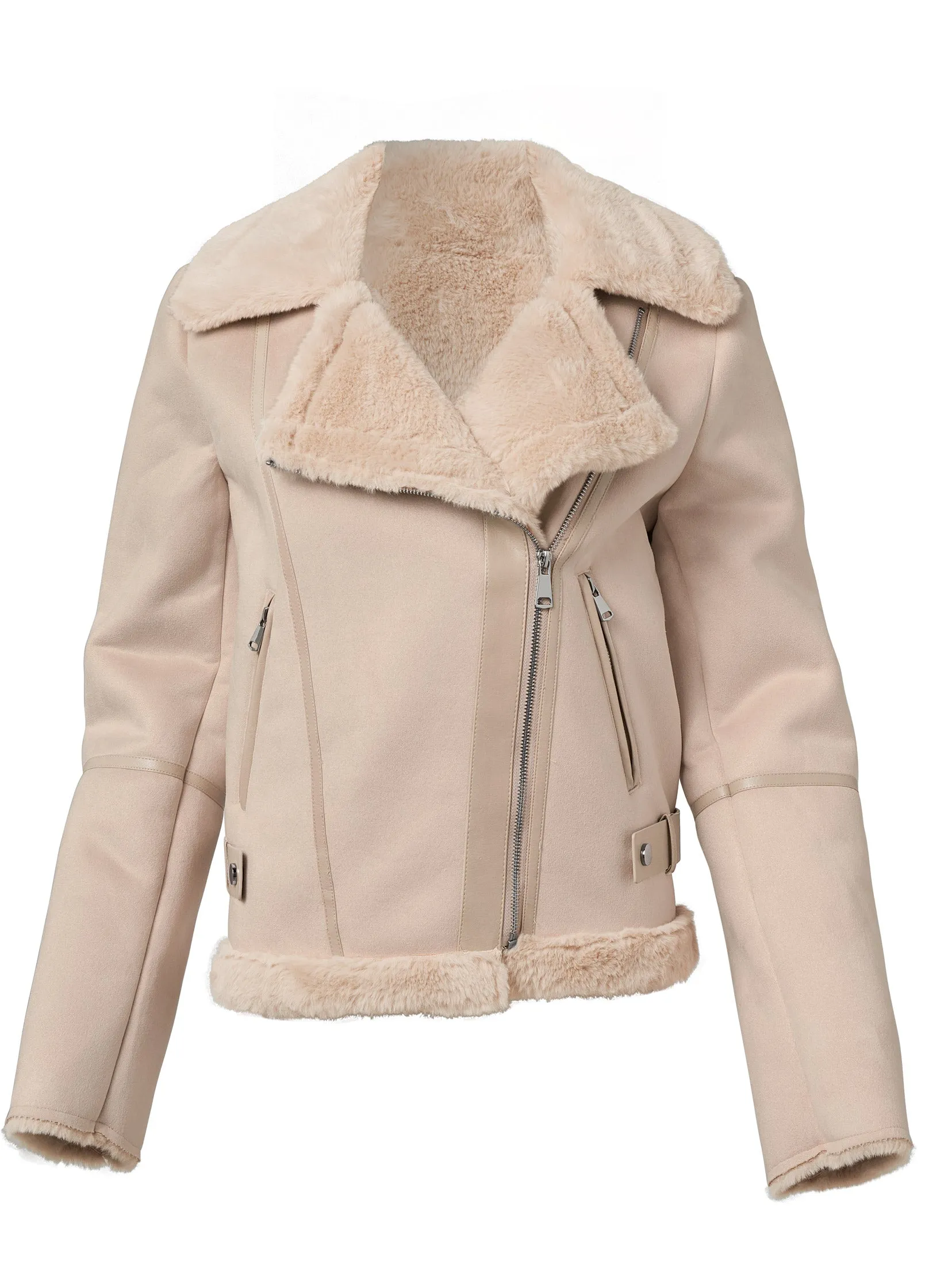 Faux-Shearling Coat - Ivory