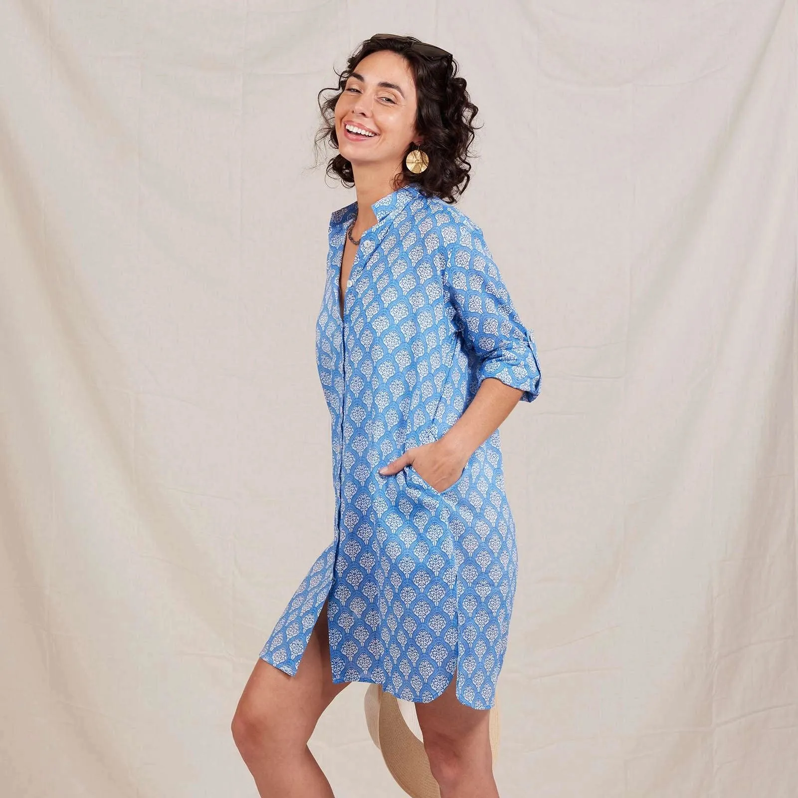 Fifer Blue Button Down Beach Tunic