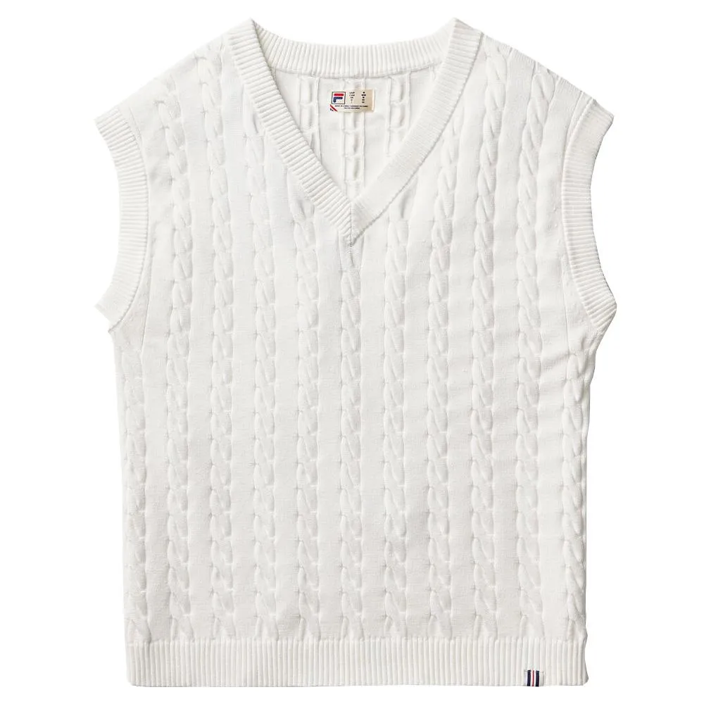 Fila Men's Casa Baseline Cable Knit Vest - White