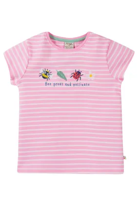 Frugi Camille Applique T Shirt Stripe Bee