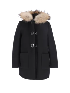 Fur-Trim Hooded Coat