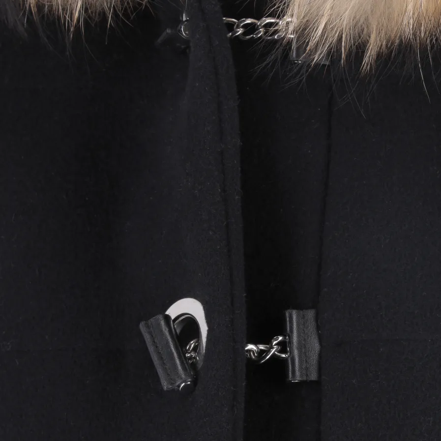 Fur-Trim Hooded Coat