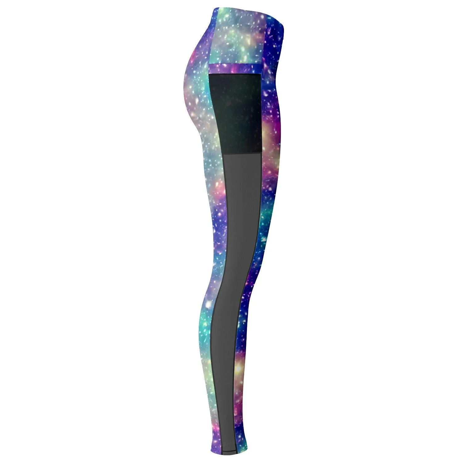 Galaxy inspired Black Mesh Pocket Leggings