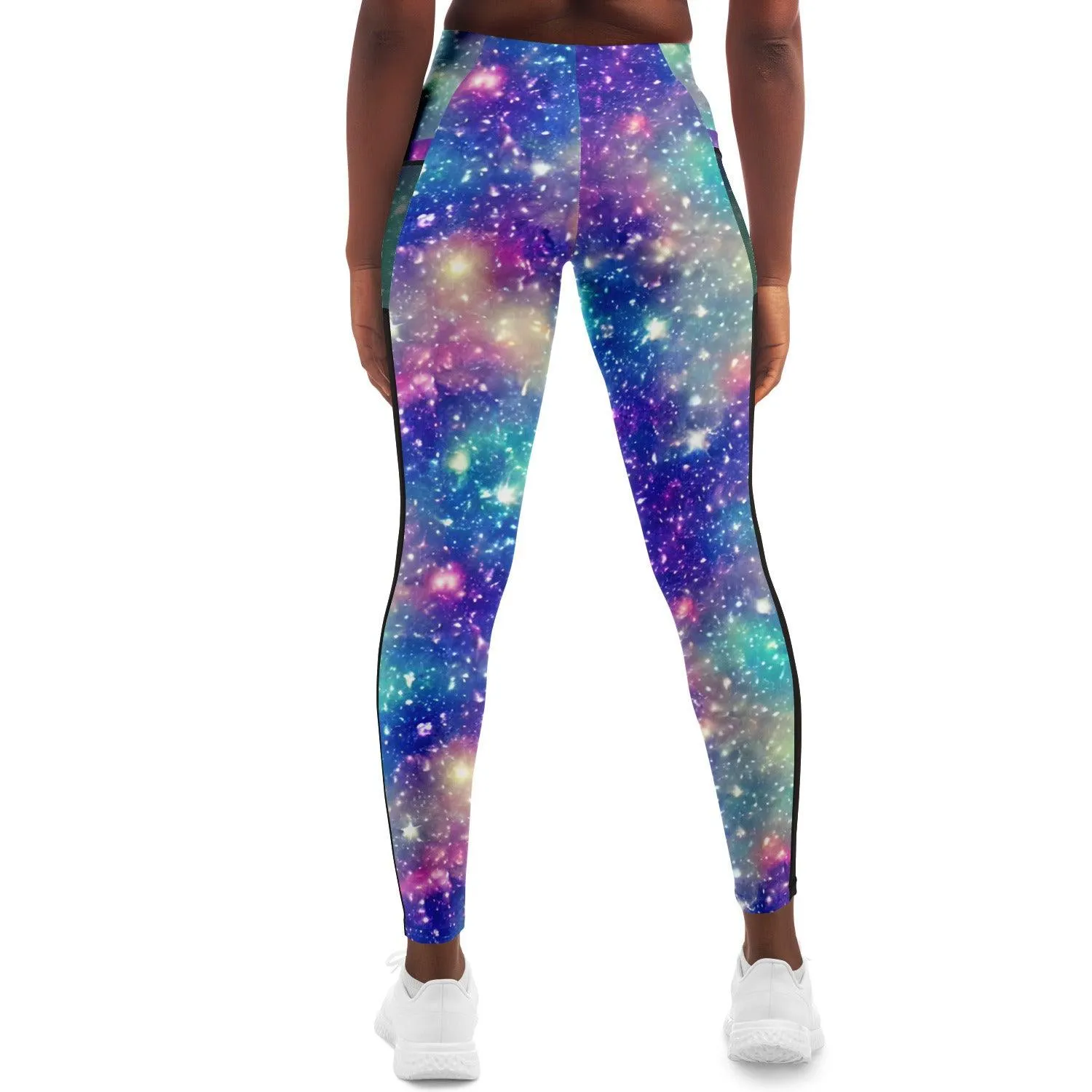 Galaxy inspired Black Mesh Pocket Leggings