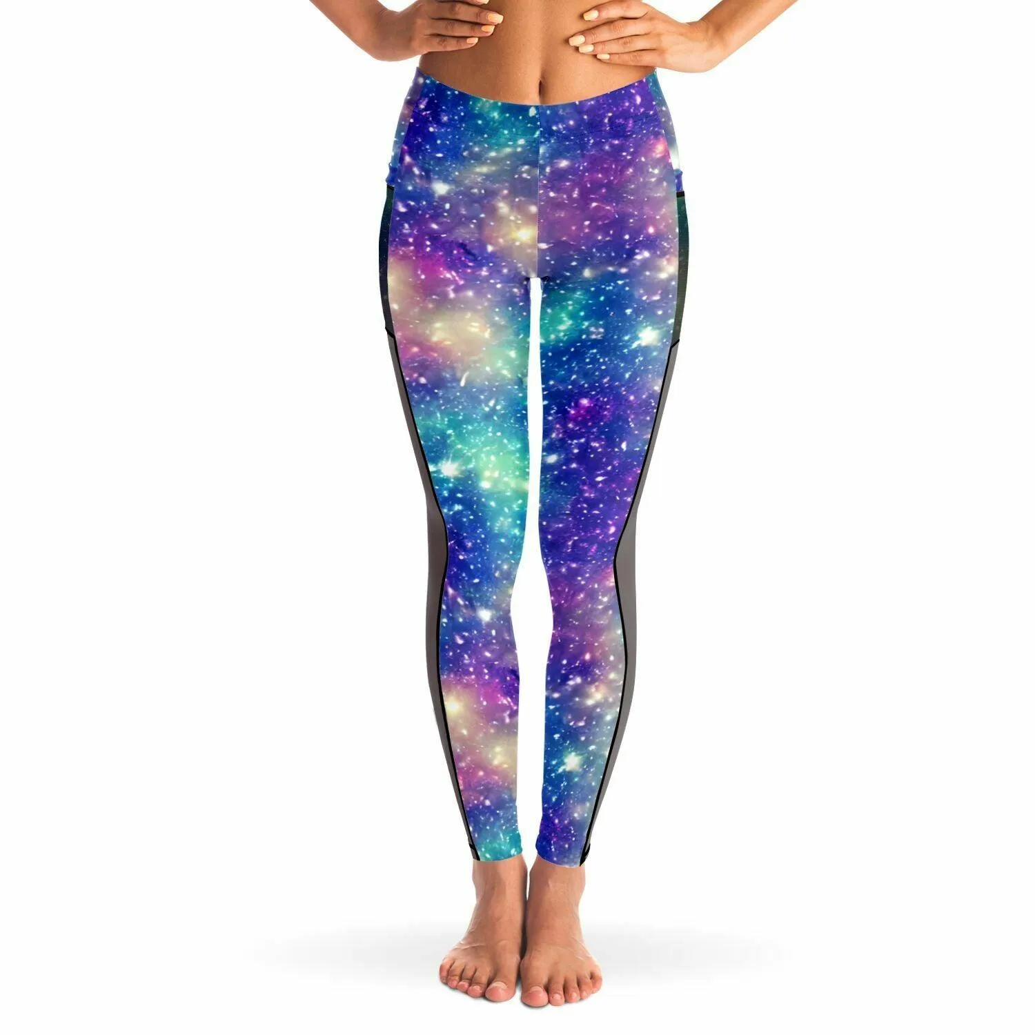 Galaxy inspired Black Mesh Pocket Leggings