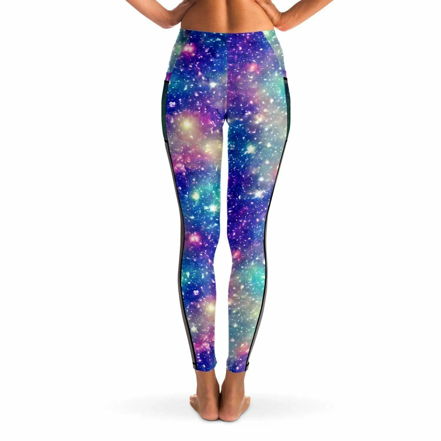 Galaxy inspired Black Mesh Pocket Leggings