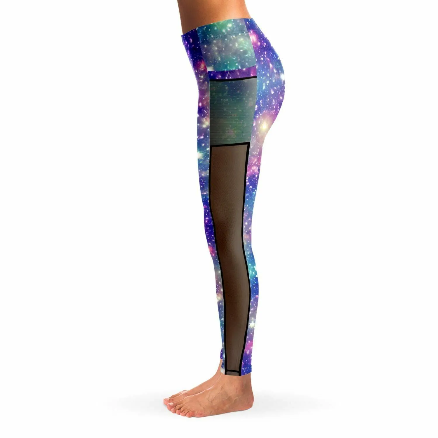 Galaxy inspired Black Mesh Pocket Leggings