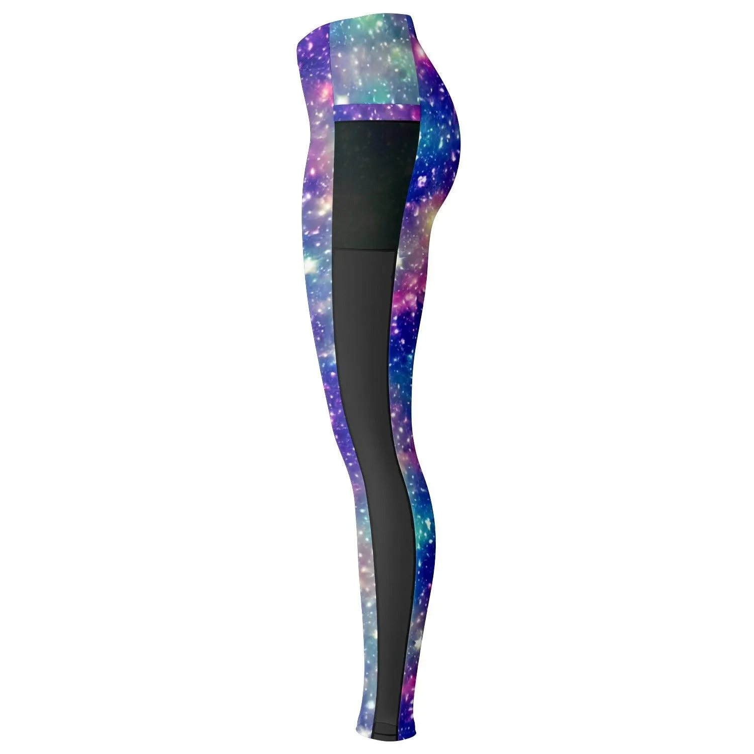 Galaxy inspired Black Mesh Pocket Leggings