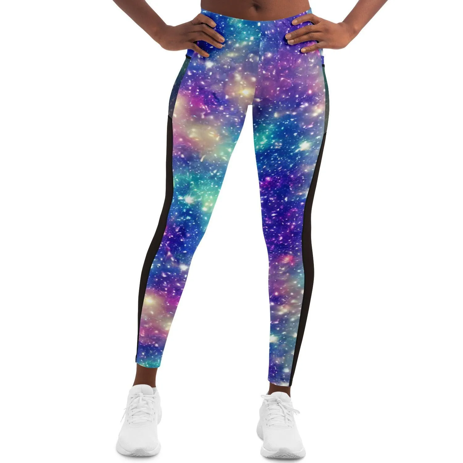 Galaxy inspired Black Mesh Pocket Leggings