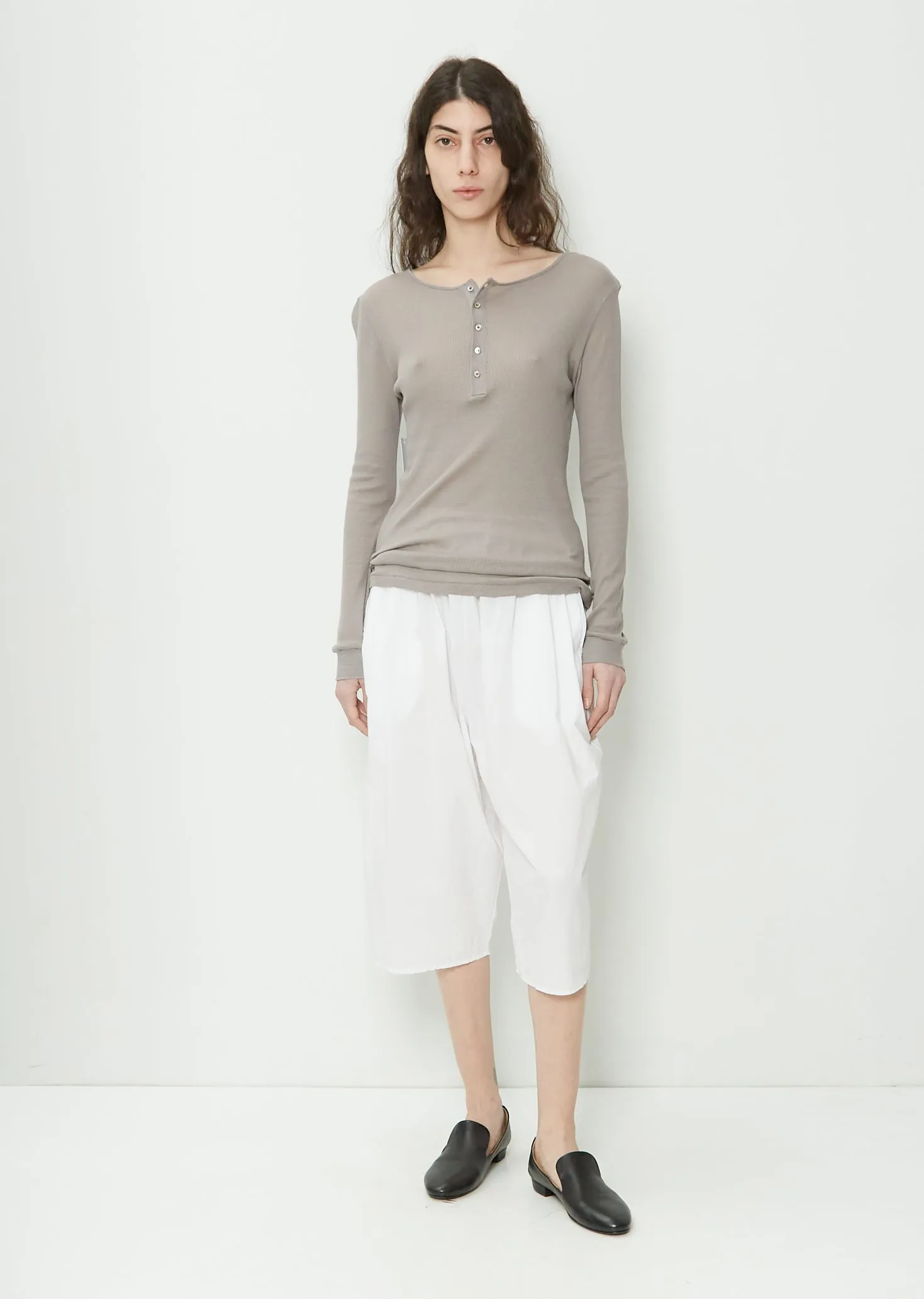 Gathered Cotton Culottes — White