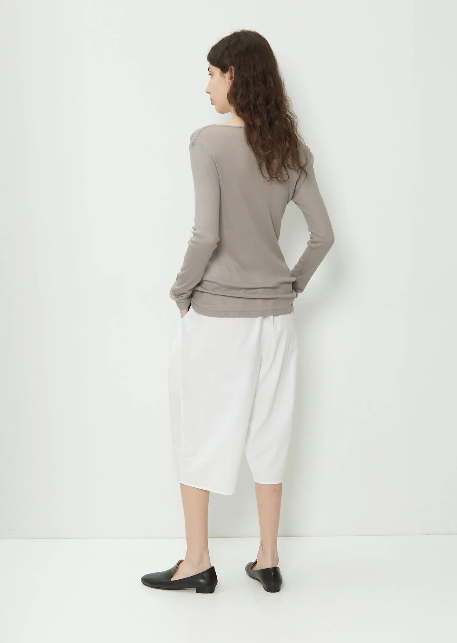 Gathered Cotton Culottes — White