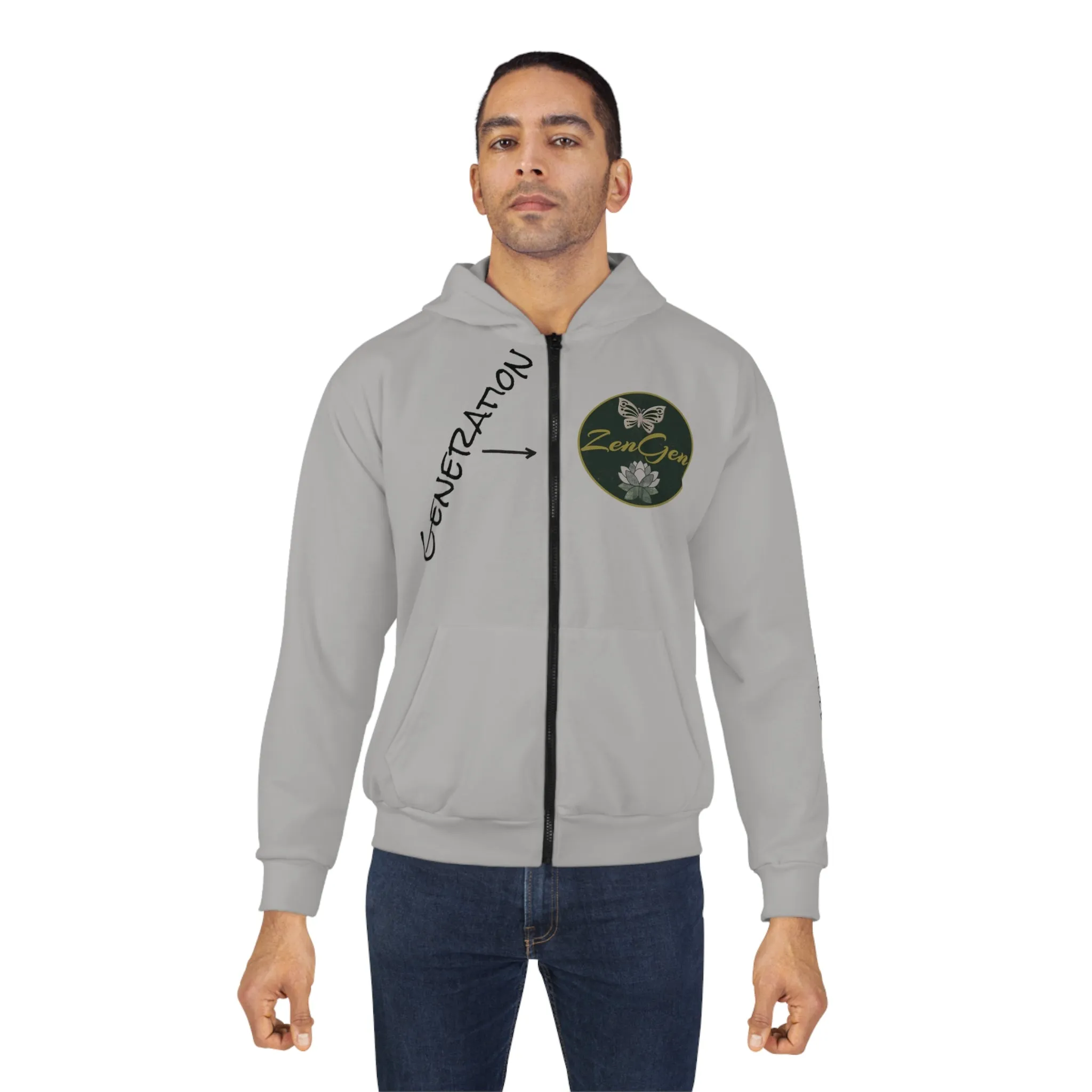 Generation ZenGen - Gray Unisex Zip Hoodie