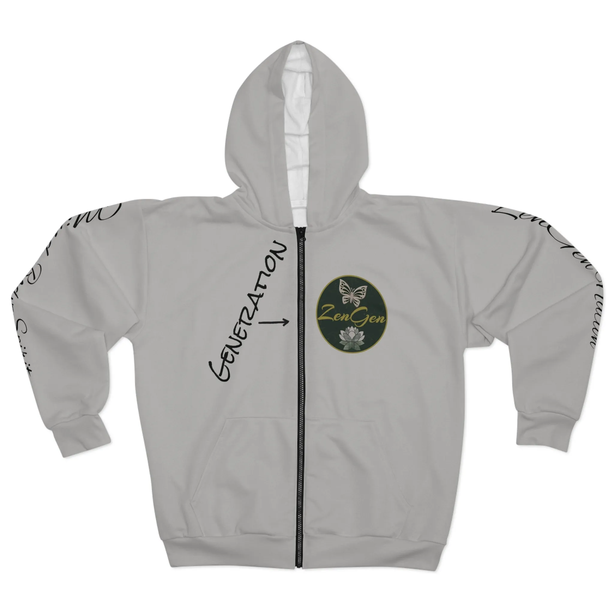 Generation ZenGen - Gray Unisex Zip Hoodie