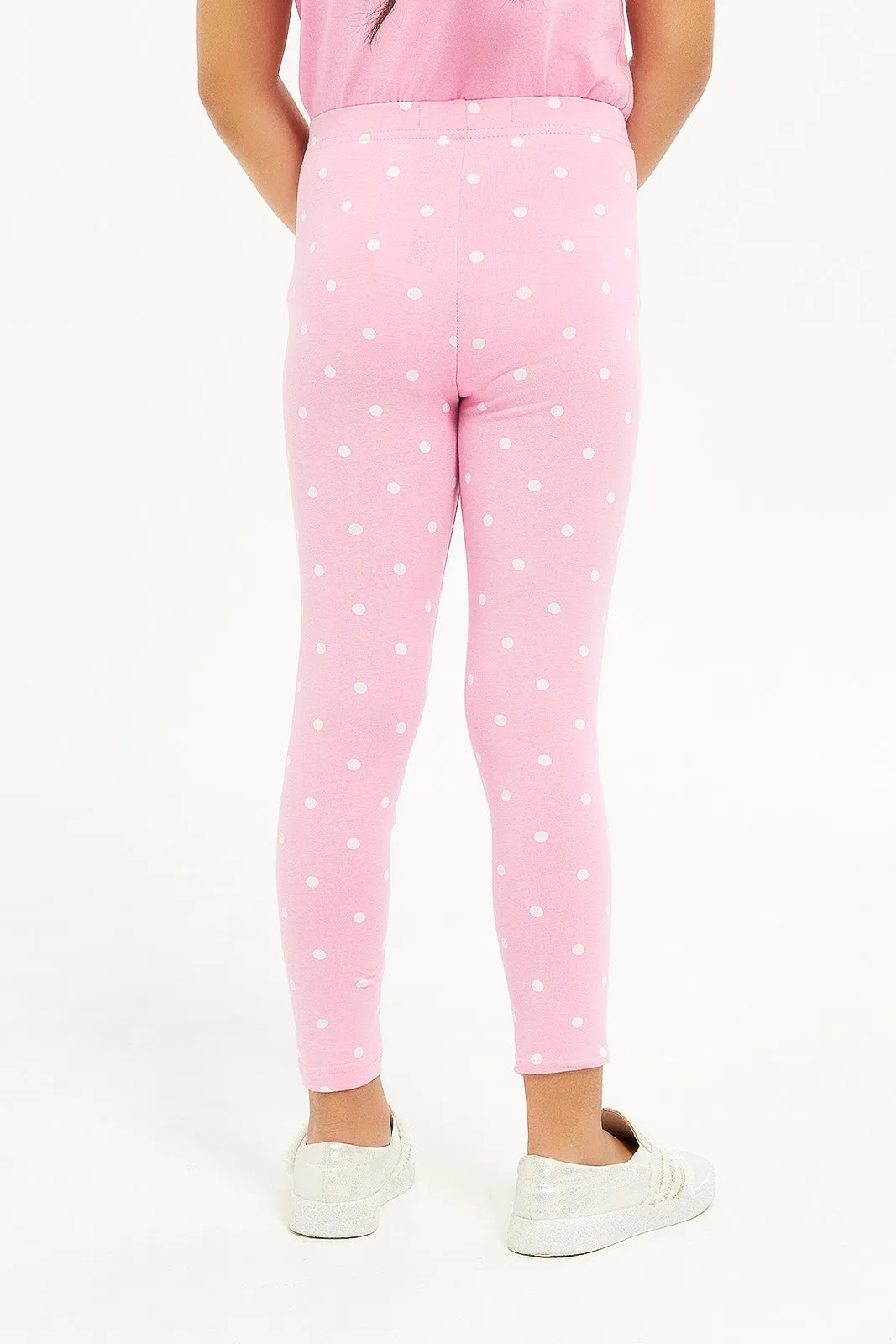 Girls White And Pink Leggings Set (Pack Of 2)