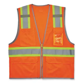 Glowear 8246z-s Single Size Class 2 Two-tone Mesh Vest, Polyester, 3x-large, Orange, Ships In 1-3 Business Days