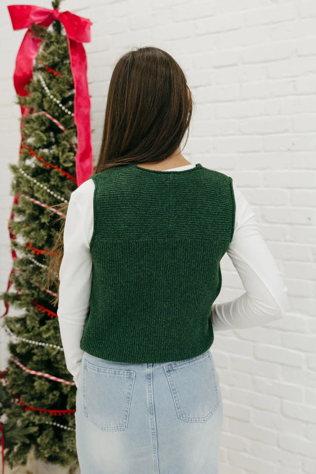 Hallie Sweater Vest-Green