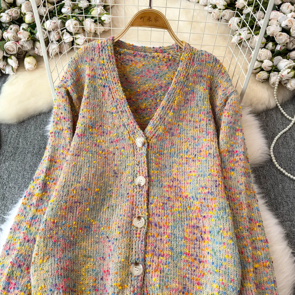 Halter Top&Cardigan&Skirt Colorful Dot 3Pcs