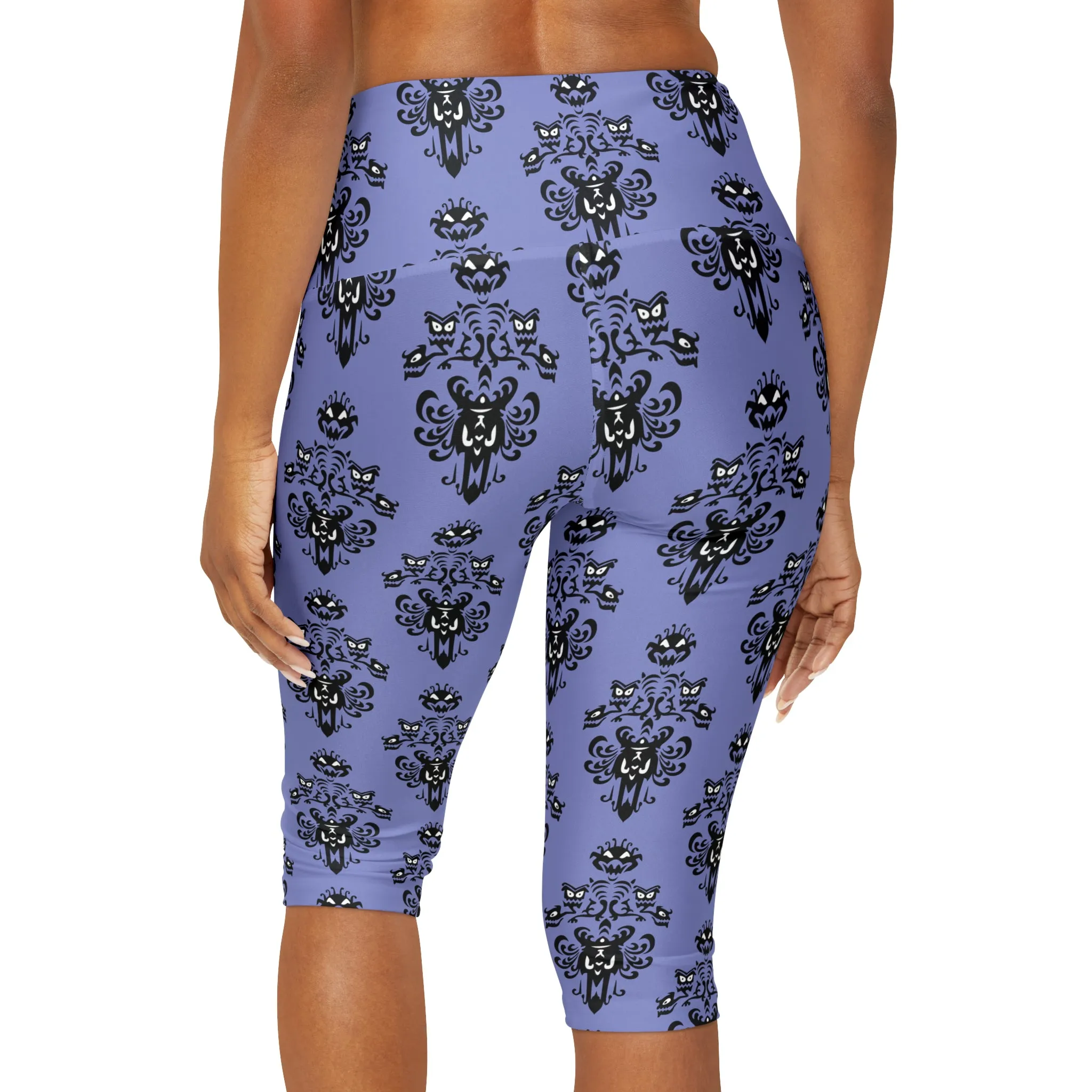 Haunted Mansion Wallpaper Athletic Capri Leggings