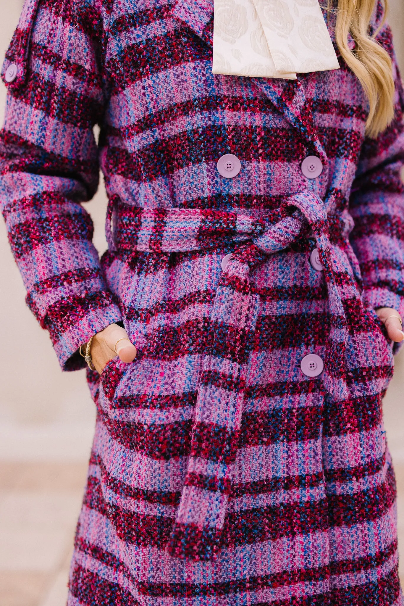 Holly Plaid Coat in Violet - FINAL SALE