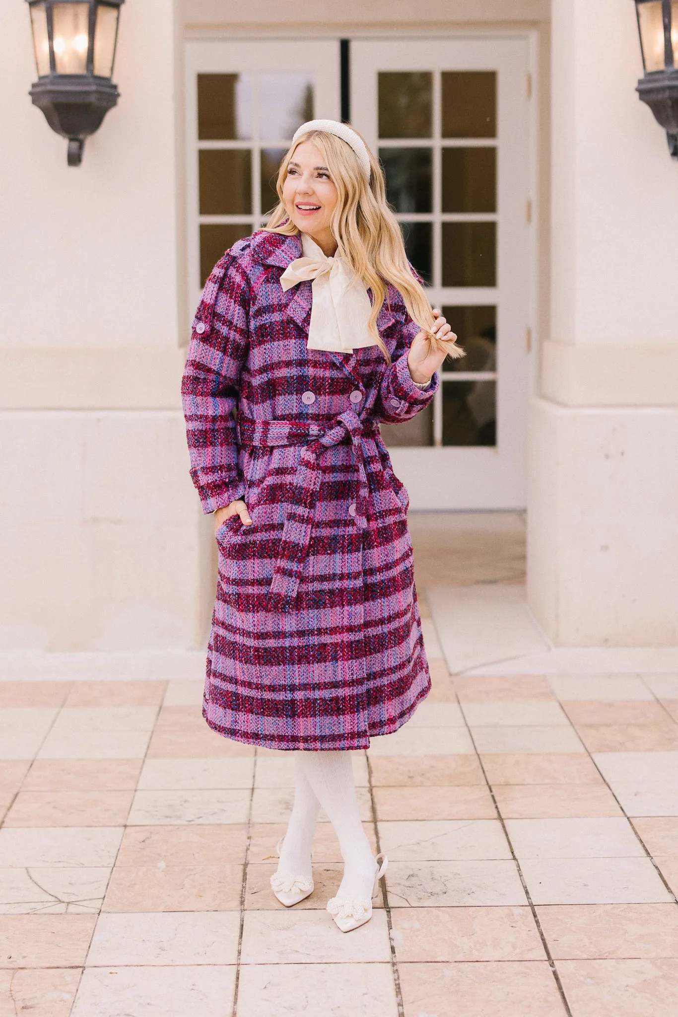 Holly Plaid Coat in Violet - FINAL SALE